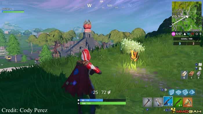 Fortnite Where To Search Between A Rock Man Tomato And Tree - the reward for completing this week five challenge is simple you found a hidden battle star so of course you receive some battle stars upon leaving the