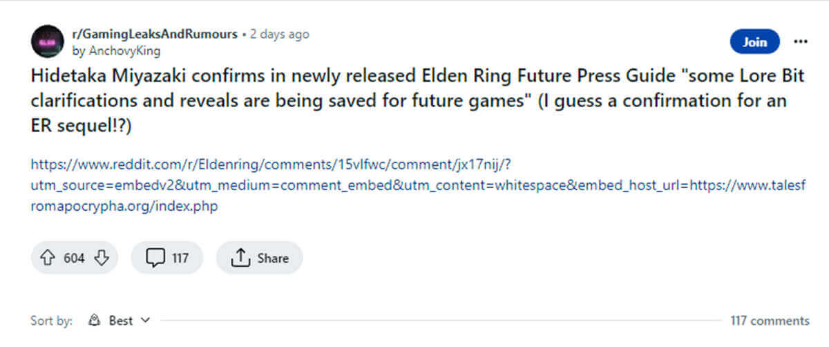 Elden Ring dev has “several new projects” in the works