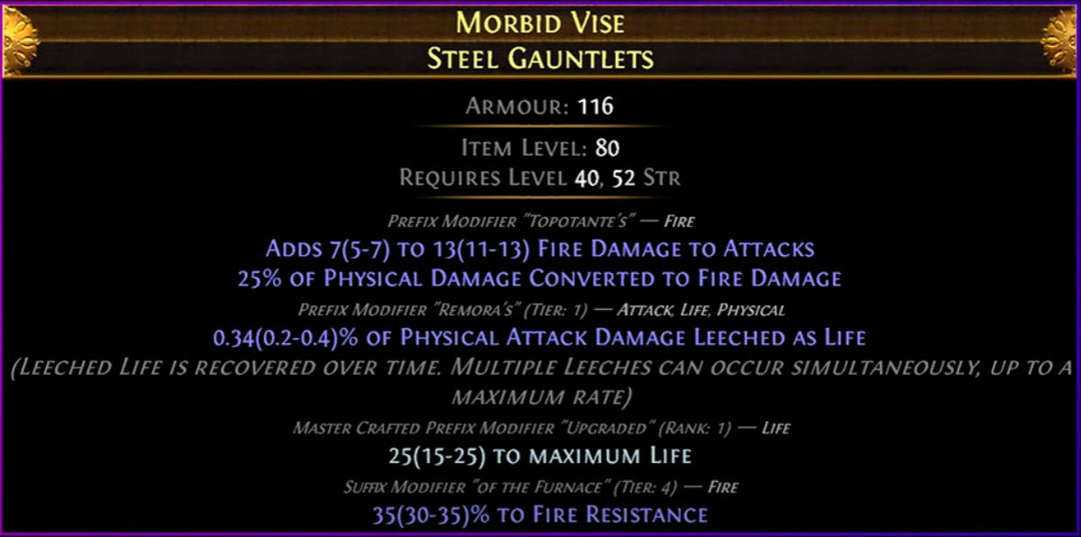 poe Craft 50% Fire Conversion Gloves step 2