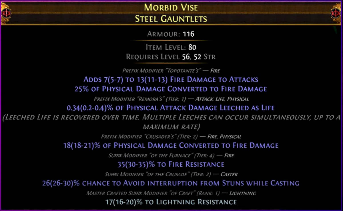 poe Craft 50% Fire Conversion Gloves step 5