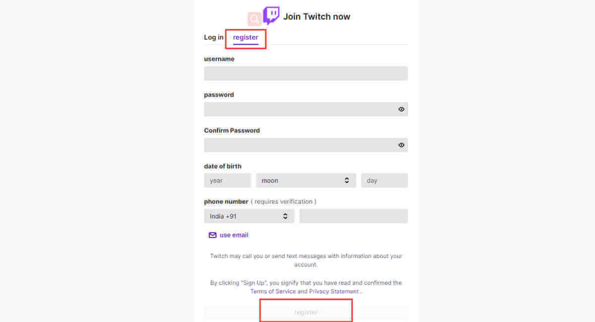 How to Register a Twitch Account