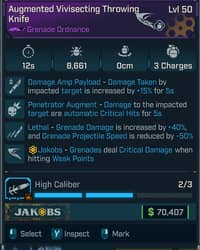 Augmented Vivisecting Throwing Knife - Borderlands 4 Items