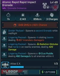 Atomic Rapid Rapid Impact Grenade - Borderlands 4 Items