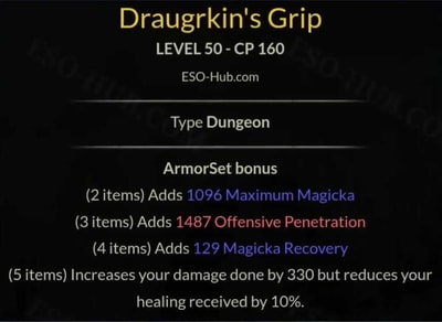 ESO pvp top 5 damage set Draugrkin's Grip