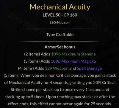 ESO pvp top 5 damage set Mechanical Acuity