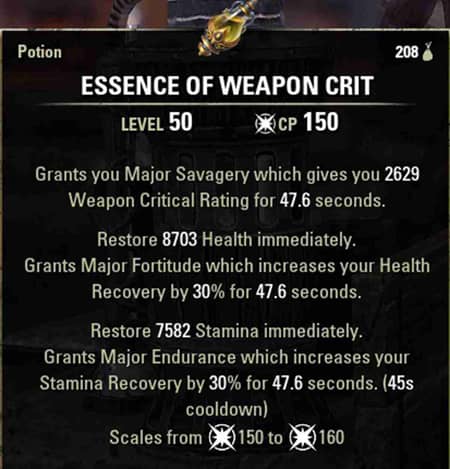 5 Best Potions in ESO - Essence of Weapon Critical
