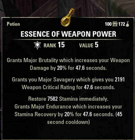 5 Best Potions in ESO - Essence of Weapon Power