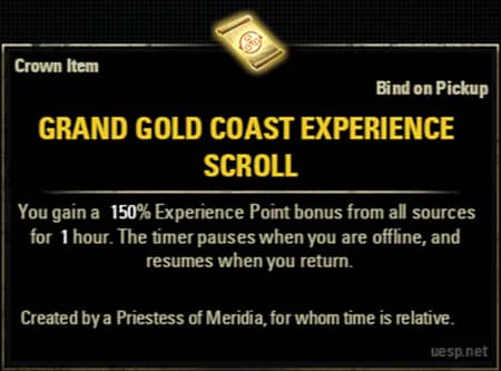 ESO January 2024 daily login reward: Grand Gold Coast Experience Scroll