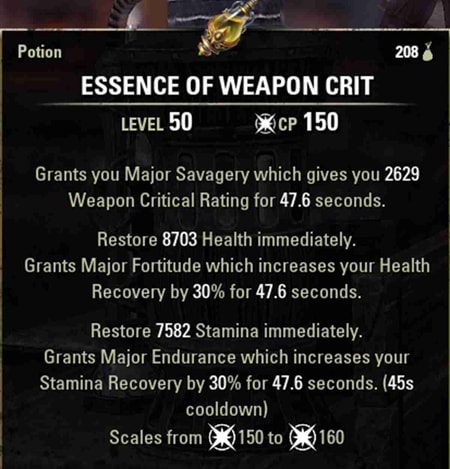 5 Best Potions in ESO - Essence of Weapon Critical