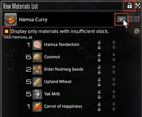 Raw Materials List