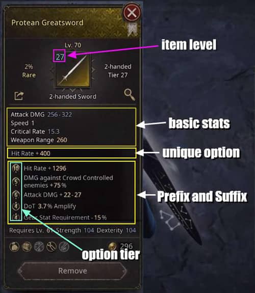 UNDECEMBER Gear Stats and Options