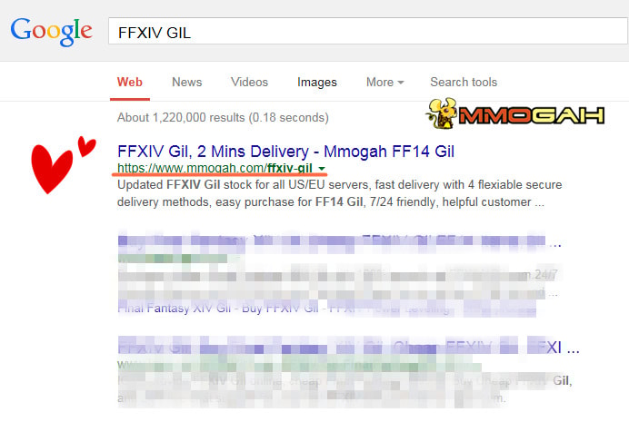 FFXIV Gil of Mmogah Searching Rank at Google Is No.1