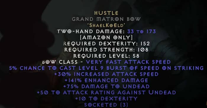 Diablo 2 Resurrected Patch 2.6 Bowazon Build Hustle Runeword & Weapons & Skills content 1