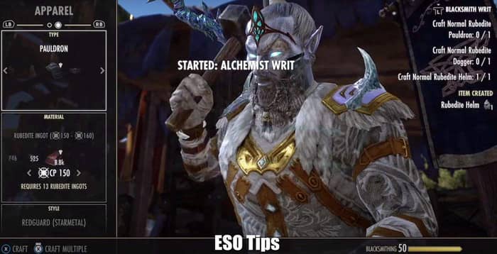 Doing Crafting Writs in ESO