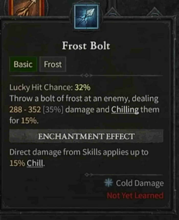 Frost Bolt_Diablo 4 Sorcerer Basic Skills