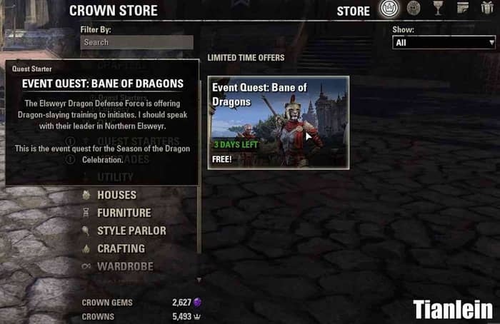 Get the Bane of Dragons quest for free in the Crown Store