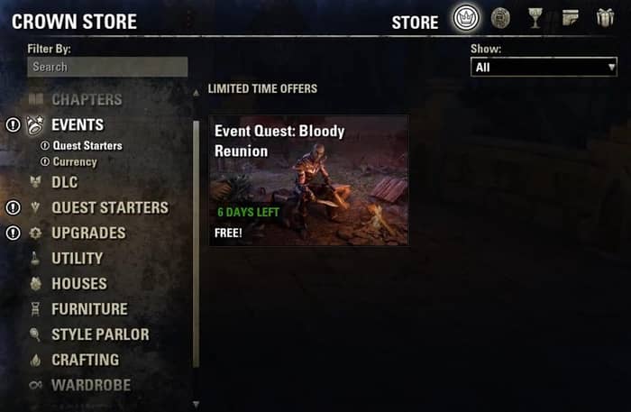Get the Bloody Reunion Quest in the Crown Store