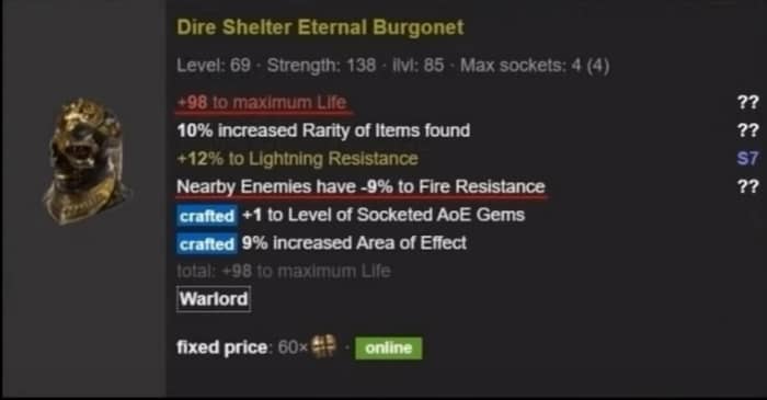 Fire Wild Strike Build Berserker Marauder rare helmet