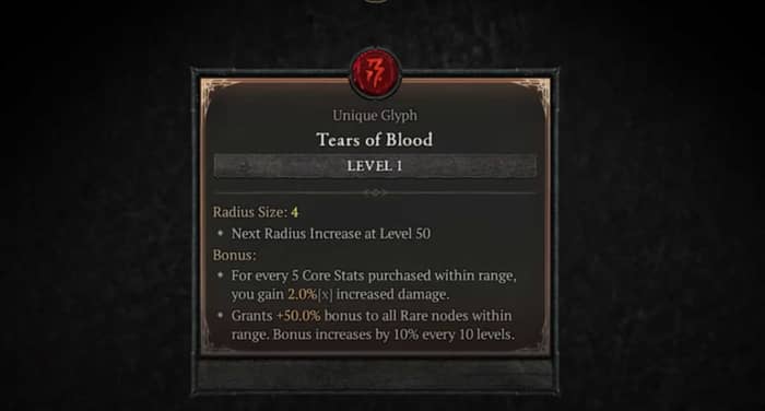 Tears of Blood Glyph and Malignant Rings in Diablo 4 content 1