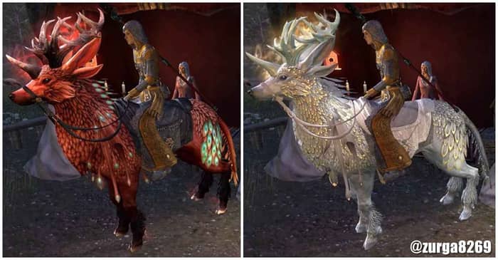 Crimson Indrik Mount (left) and Pure Snow Indrik Mount (right)