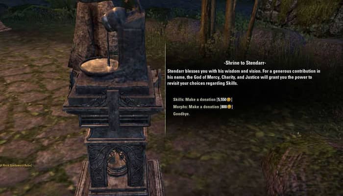 Resetting Skill Points at the Shrine to Stendarr