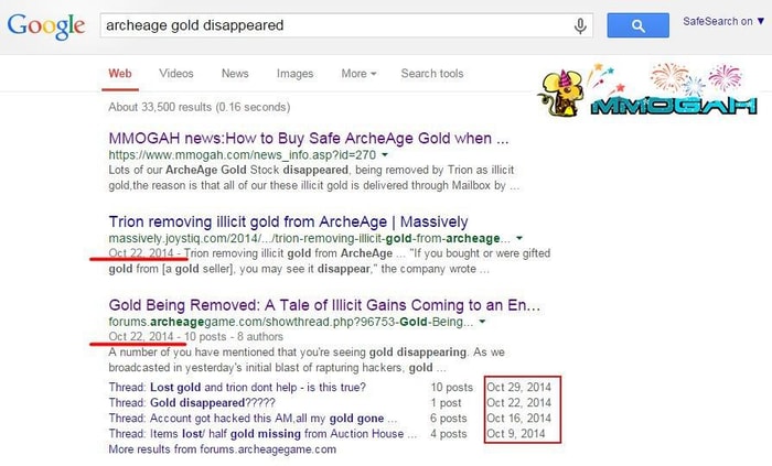 Not Any Sense of Archeage Gold Disappearing Since Late October in 2014