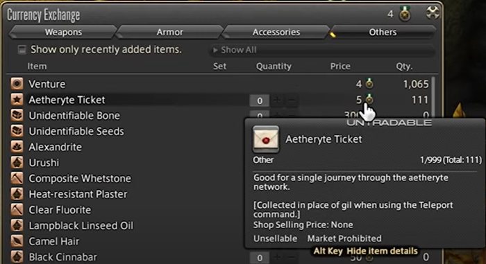 Aetheryte Ticket