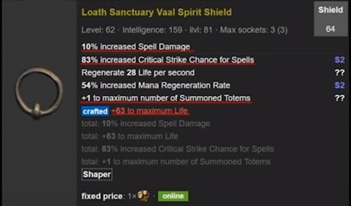 Arc Totem Build Hierophant Templar rare shield 2
