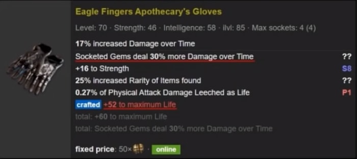 Brutal Exsanguinate Build Elementalist Witch rare gloves
