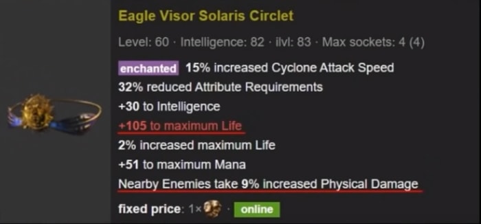 Brutal Exsanguinate Build Elementalist Witch rare helmet