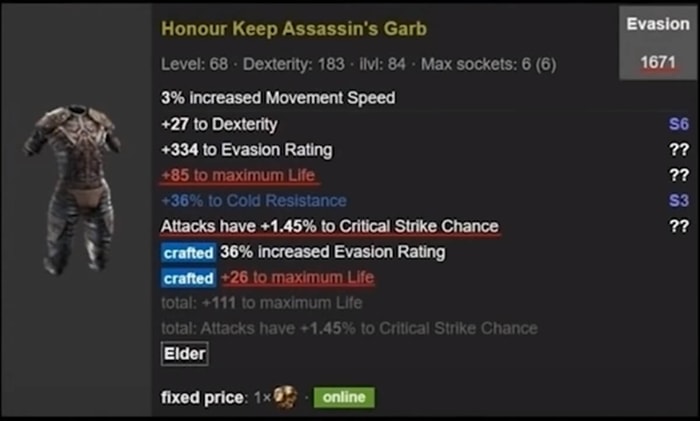 Fire Flicker Strike Build Ascendant Scion rare boby armour