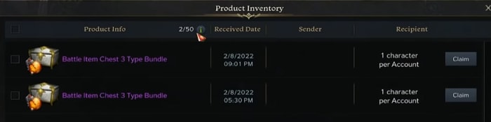Lost Ark Battle Chest,1 character per Account