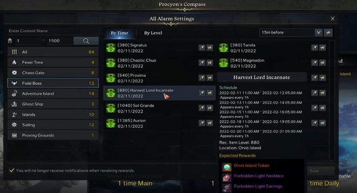 Lost Ark Schedule of These Things