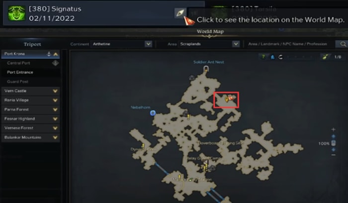 Lost Ark Signatures Location