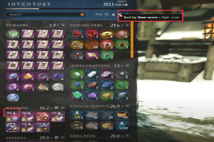 New World Sort by Gear Score