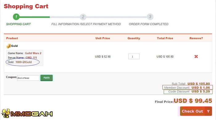 guild wars gold shopping cart