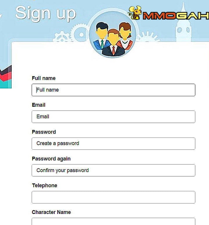 sign up at mmogah