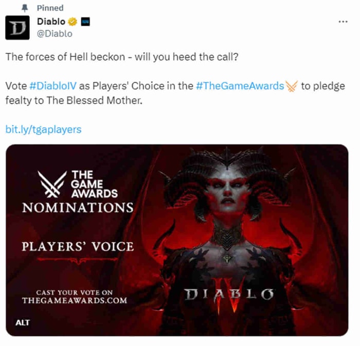 Vote for Diablo 4 in Game Awards at Players’ Voice
