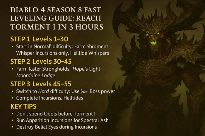 Fastest Way to Torment I in Diablo 4 Season 8 – Level Up in 3 Hours